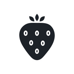 Strawberry icon. Black isolated silhouette. Fill solid icon. Modern minimalistic design. Vector illustration. Fruits