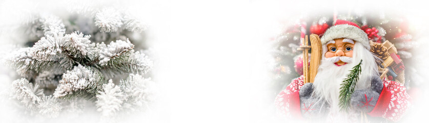 Santa Claus with gifts on the background of the Christmas tree