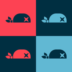 Pop art Pirate bandana for head icon isolated on color background. Vector.