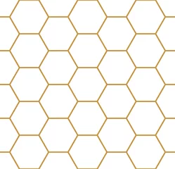 Stickers pour porte Hexagone Hexagone de modèle de géométrie transparente de vecteur, couleur or. Fond géométrique en nid d& 39 abeille.