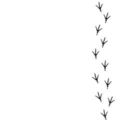 Vector background with bird trail on the right side. Black Bird footprints track