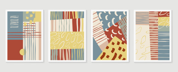 Abstrakte Wandkunst-Vektorsammlung. Erdtöne organische Form Kunstpinsel-Design für gerahmte Wanddrucke, Leinwanddrucke, Poster, Wohnkultur, Cover, Tapeten. Vektor-Illustration © TWINS DESIGN STUDIO