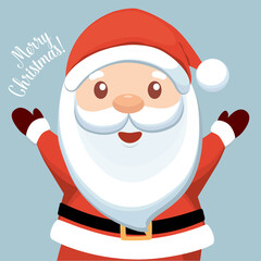 Christmas Santa Claus Cartoon. Merry Christmas and happy new year greeting card. Vector Illustration.