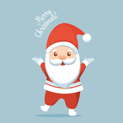 Christmas Santa Claus Cartoon. Merry Christmas and happy new year greeting card. Vector Illustration.