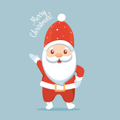 Christmas Santa Claus Cartoon. Merry Christmas and happy new year greeting card. Vector Illustration.