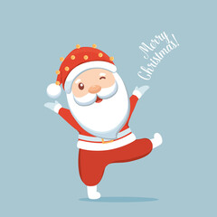 Fototapeta na wymiar Christmas Santa Claus Cartoon. Merry Christmas and happy new year greeting card. Vector Illustration.
