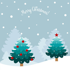 Christmas tree. Merry Christmas and happy new year greeting card. Vector Illustration.