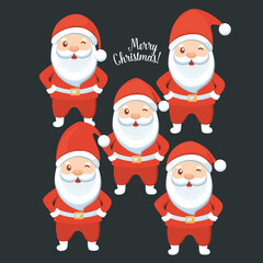 Christmas Santa Claus Cartoon. Merry Christmas and happy new year greeting card. Vector Illustration.
