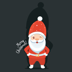 Christmas Santa Claus Cartoon. Merry Christmas and happy new year greeting card. Vector Illustration.