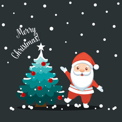 Christmas Santa Claus Cartoon. Merry Christmas and happy new year greeting card. Vector Illustration.