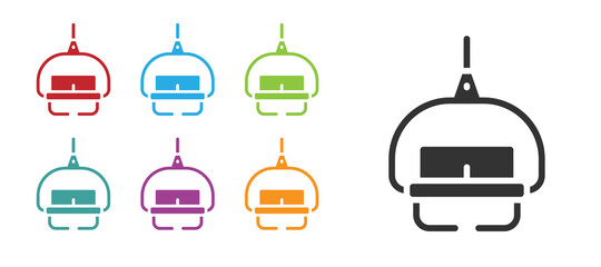 Black Ski lift icon isolated on white background. Set icons colorful. Vector.