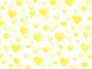 背景全体に黄色いハート模様が広がるイラスト