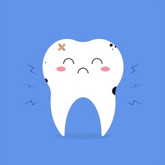 Tooth decay in Japanese kawaii style