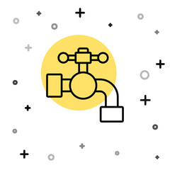 Black line Water tap icon isolated on white background. Random dynamic shapes. Vector Illustration.