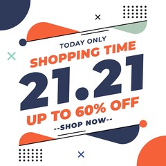 Memphis Style design 21.21 Shopping Day Sale Banner Promotion