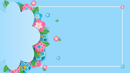 Colorful spring background with beautiful flowers. Vector illustration