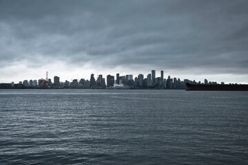 Downtown Vancouver under a cloudy sky.   BC Canada
