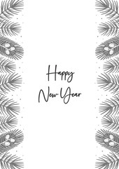 Merry Christmas greeting card with border. Holiday decoration. Scandinavian style. Ready for print. Modern elegant design.