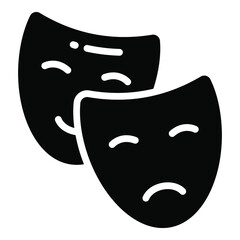 mask glyph icon, school and education icon	