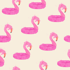 Beautiful seamless tropical pattern with  flamingo bird. Abstract tropical summer texture, Elegant template for fashion prints