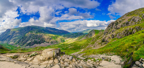 Panorama of Snowdon National park in North Wales. UK