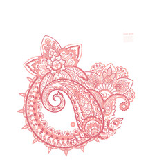Paisley Floarl  isolated pattern. Vector illustration in batik style