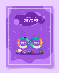 technology devops people around devops arrow way chain for template of banners, flyer, books cover, magazines with liquid shape style
