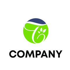 leaf with letter T logo