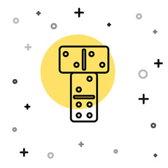 Black line Domino icon isolated on white background. Random dynamic shapes. Vector.