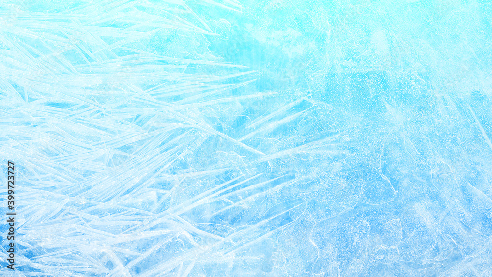 Poster beautiful ice with lights. frosty background