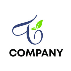 leaf with letter T logo