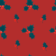holly pattern red background