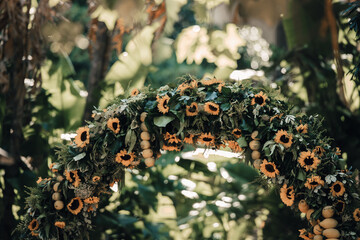 Decorazione floreale di girasoli