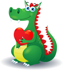 Dragon and heart, vector illustration eps10