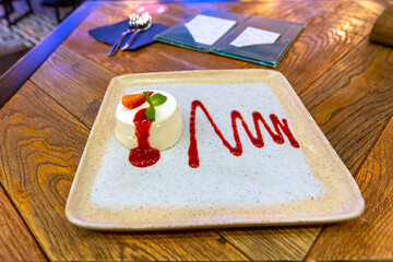 Panna cotta italian dessert. Party dish