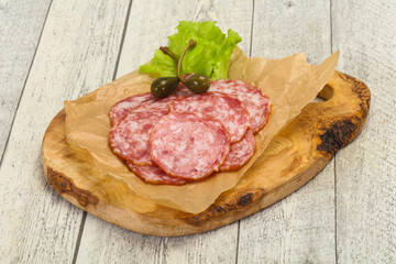 Spanish Salchichon sausage with salad