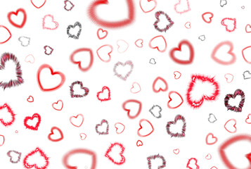 festive background with hearts of different shapes
