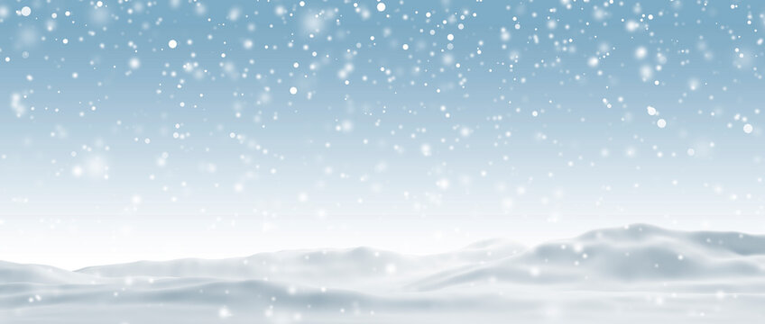 Snowdrift with snow falling in the winter 3d render