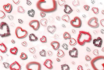 festive background with hearts of different shapes