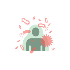 Immunity system Flat icon. Human immune system vector design. Virus and bacteria illustration
