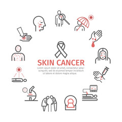 Skin cancer icons. Symptoms. Icons set Vector signs for web graphics.