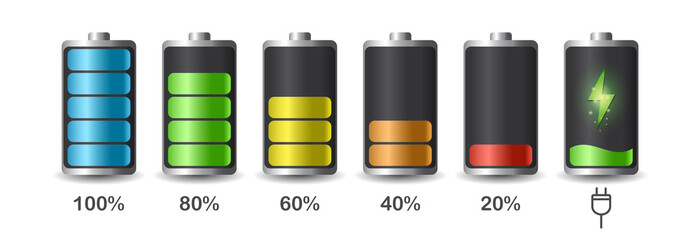 Battery levels set.Discharged and fully charged battery.