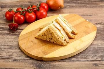 Club sandwich with chicken and cheese