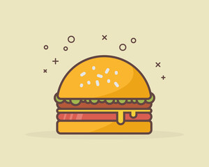 Hamburger design element. Fast food flat
