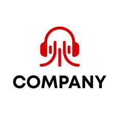 headphone with sound waves logo