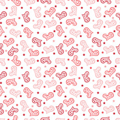 Hearts with stars. Seamless pattern. Happy Valentine's Day.
