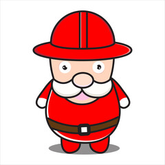 santa claus masckot illustration using a garden hat