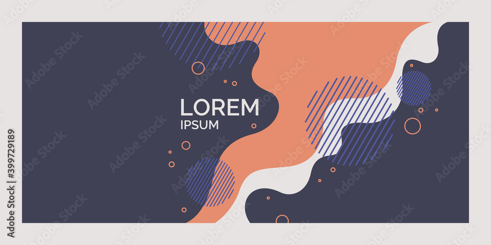 Wall mural trendy abstract background. composition of amorphous forms and lines.