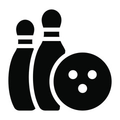 
Skittles alley, bowling icon of solid design 
