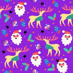 Seamless vector pattern - bright background for christmas and new year. - 399730166